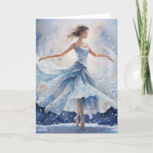 Cartão De Festividades Bailarina Floco de Neve Rainha da Neve Natal