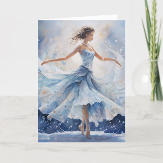 Cartão De Festividades Bailarina Floco de Neve Rainha da Neve Natal