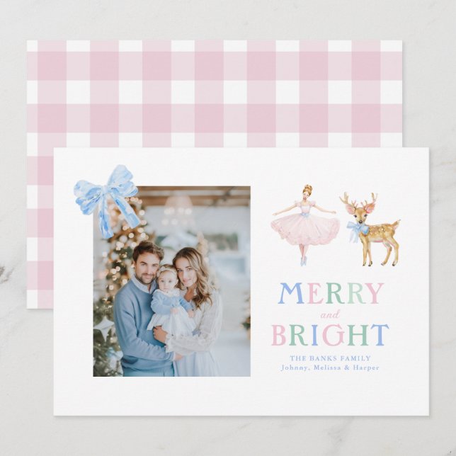 Cartão De Festividades bailarina quebra-nozes veados arcos gingado (Frente/Verso)