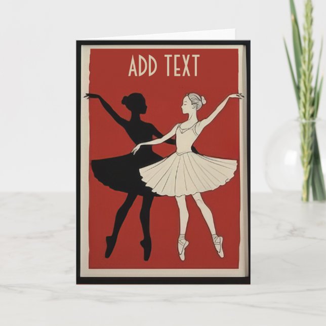 Cartão De Festividades Bailarinos de Ballet, personalize adicionar texto (Frente)