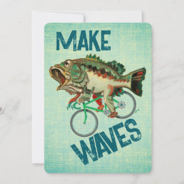 Cartão De Festividades Baixo Largemouth Rodando Uma Placa Motivadora Bici