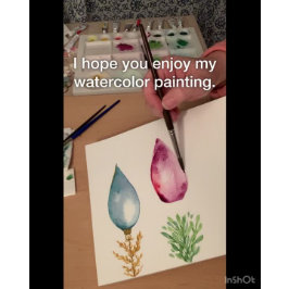 Cartão De Festividades Balança de Natal Rosa-Rosa Pintado com Aquarela Pi