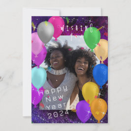 Cartão De Festividades Balão de Fotografia do feliz ano novo