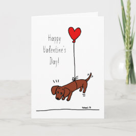 Cartão De Festividades Balão de Namorados Red Smooth Dachshund