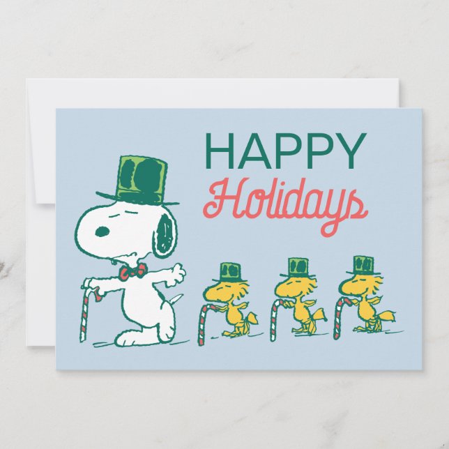 Cartão De Festividades Balas de Hortelã com Chapéu de Snoopy (Frente)