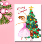 Cartão De Festividades Balé de Natal do Nutcracker Clara Ballerina<br><div class="desc">O belo design de feriado de balé está centrado na produção do Nutcracker. Esta design foi inspirada pelo Ato I do Nutcracker,  onde Clara recebe o Nutcracker como presente.</div>