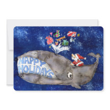Baleia deseja Cartoon Holiday Card