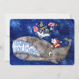 Cartão De Festividades Baleia deseja Cartoon Holiday Card