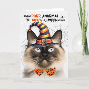 Cartão De Festividades Balinês Halloween Cat PURRanormal MEOWolbetween