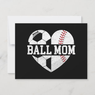 Cartão De Festividades Ball Mãe Camisa Coração Engraçado Baseball Soccer