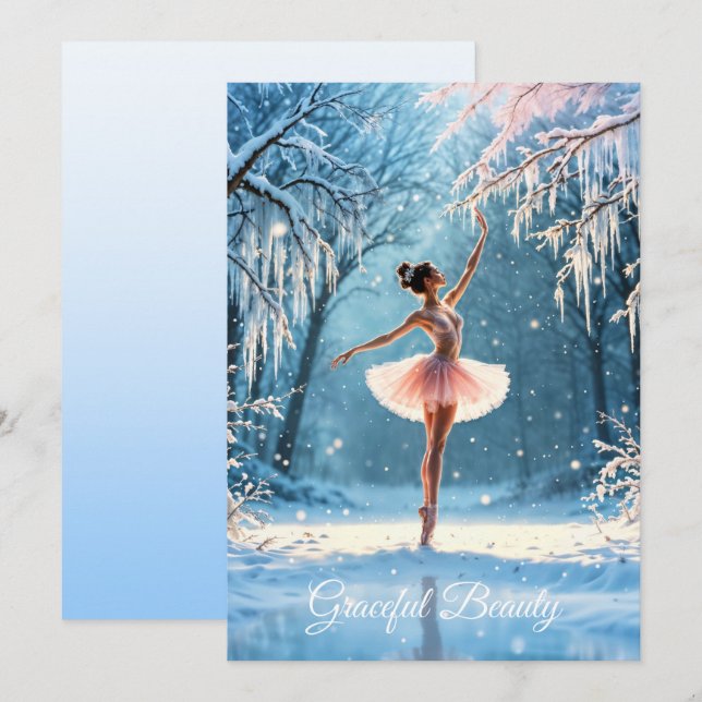 Cartão De Festividades Ballerina dança da neve inverno beleza arte (Frente/Verso)