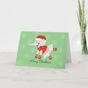 Cartão De Festividades Ballerina Elefante Flocos de Neve Natal