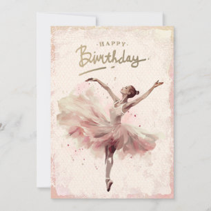 Cartão De Festividades Ballerina Watercolor Feliz Aniversário