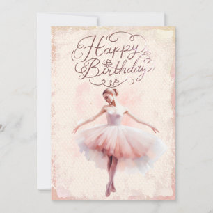 Cartão De Festividades Ballerina Watercolor Feliz Aniversário
