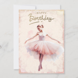 Cartão De Festividades Ballerina Watercolor Feliz Aniversário