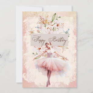 Cartão De Festividades Ballerina Watercolor Feliz Aniversário
