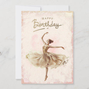 Cartão De Festividades Ballerina Watercolor Feliz Aniversário