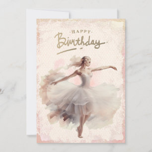 Cartão De Festividades Ballerina Watercolor Feliz Aniversário