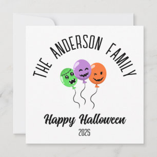 Cartão De Festividades Balões de Abóbora Assustadora de Halloween Nome Pe
