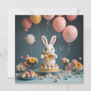 Cartão De Festividades balões de bolos de coelho
