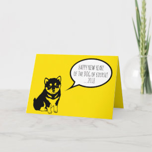 Cartão De Festividades Balões de Fala Shiba Inu Feliz Ano Novo personaliz