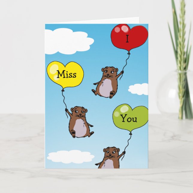 Cartão De Festividades Balões do hamster, eu falto-o (Frente)
