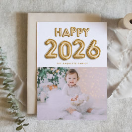 Cartão De Festividades Balões Mylares Da Folha De Ouro 2025 Foto Ano Novo