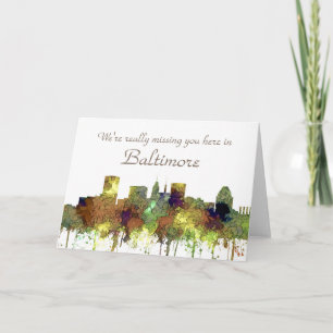 Cartão De Festividades Baltimore Maryland Skyline Safari Buff