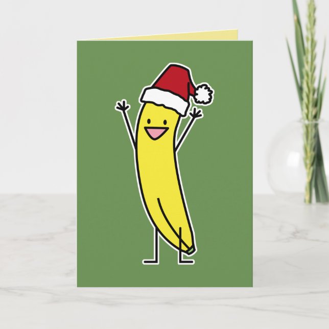 Cartão De Festividades Banana Santa que comemora e aplausos Christma (Frente)