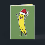 Cartão De Festividades Banana Santa que comemora e aplausos Christma<br><div class="desc">Eu adoro bananas em qualquer feriado! Este é o meu desenho para uma banana saltitante vestindo um Chapéu Santa que é aplausos e feliz! Obrigados para ver o Happy Comida Design.</div>