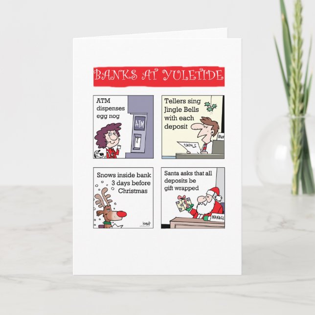 Cartão De Festividades Bancos em Yuletide (Frente)