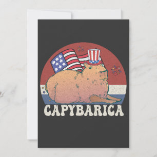 Cartão De Festividades Bandeira Americana Capybara Lover Capybarica 4º