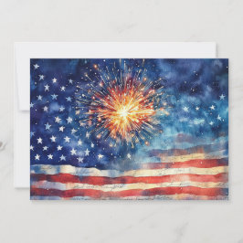 Cartão De Festividades Bandeira americana e fogos de artifício e Promessa