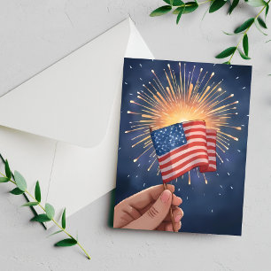 Cartão De Festividades Bandeira Americana Patriótica Quatro de Julho