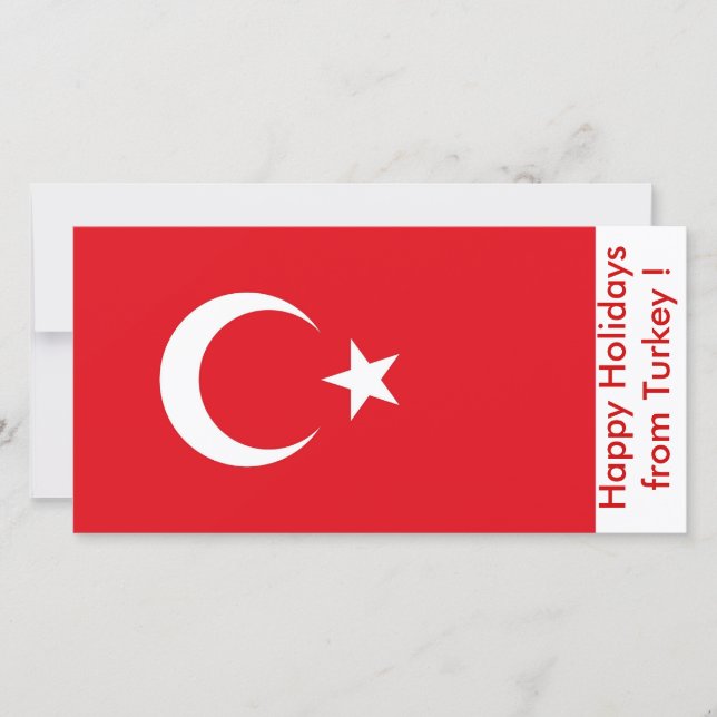 Cartão De Festividades Bandeira da Turquia, Felizes Férias da Turquia (Frente)