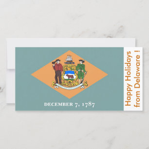 Cartão De Festividades Bandeira de Delaware, Felizes Férias dos EUA