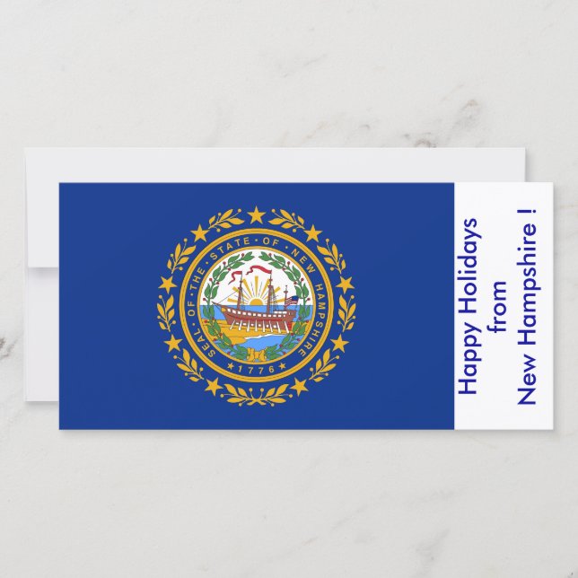 Cartão De Festividades Bandeira de New Hampshire, Feliz Feriados dos EUA (Frente)