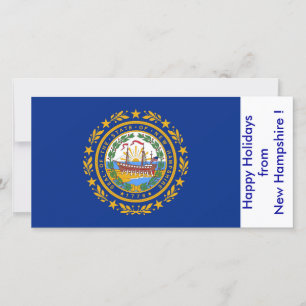 Cartão De Festividades Bandeira de New Hampshire, Felizes Festas dos EUA.