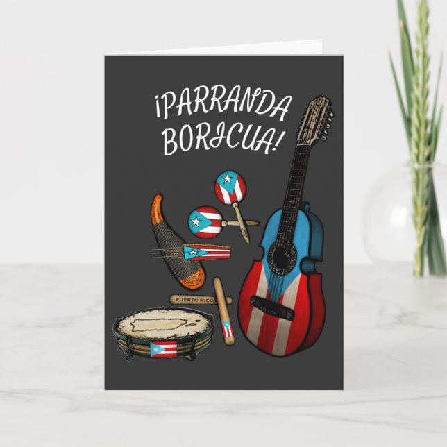 Cartão De Festividades Bandeira de Porto Rico Parranda Boricua  (Frente)
