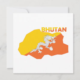 Cartão De Festividades Bandeira do Butão no Mapa do País