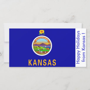 Cartão De Festividades Bandeira do Kansas, Felizes Férias dos EUA