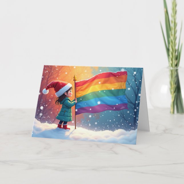 Cartão De Festividades Bandeira do Orgulho Arco-íris do Espírito de Feria (Frente)