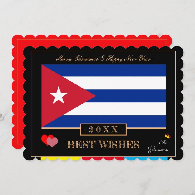 Cartão De Festividades Bandeira e Feliz ano novo cubanos/Cartão de Melhor (Frente/Verso)