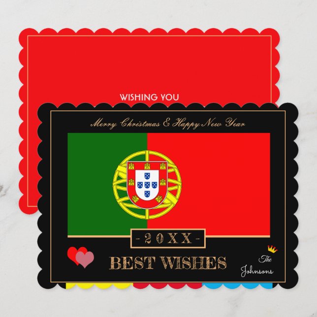 Cartão De Festividades Bandeira e Feliz ano novo portugueses/Melhores Des (Frente/Verso)