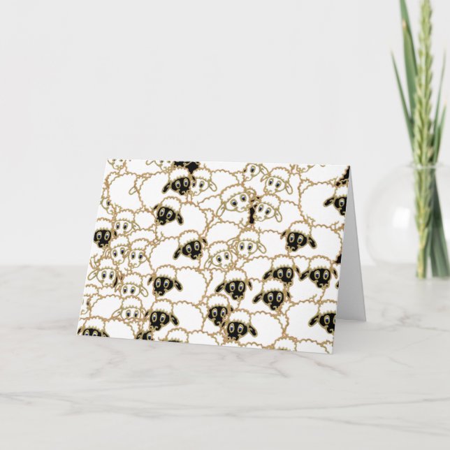 Cartão De Festividades Bando de ovelha, desejando ao Ewe um Feliz Natal. (Frente)