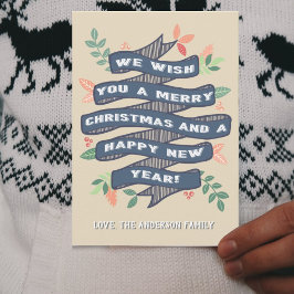 Cartão De Festividades Banner de Natal Floral Whimsical