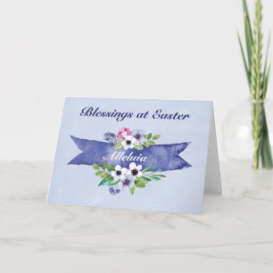 Cartão De Festividades Banner Floral de páscoa Watercolor, Religioso