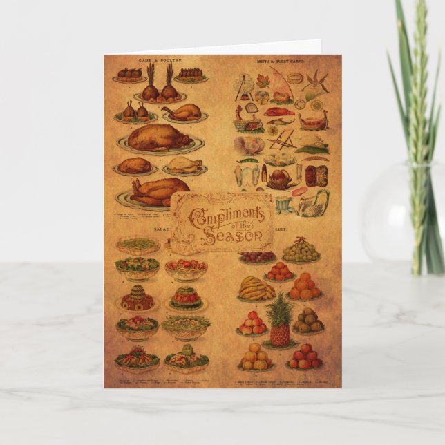 Cartão De Festividades Banquete de Natal da Sra. Beeton (Frente)