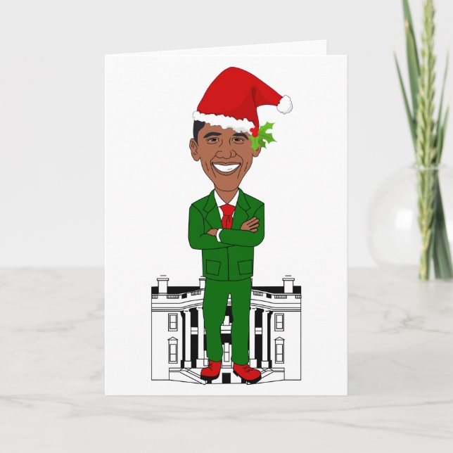 Cartão De Festividades Barack Obama Papai Noel (Frente)