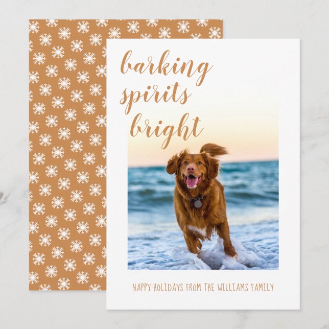 Cartão De Festividades Barking Spirs Bright Your Dog Photo Holiday (Frente/Verso)